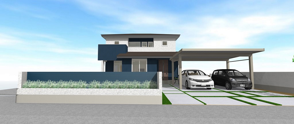 安曇野市のモダンな外観　新築住宅　